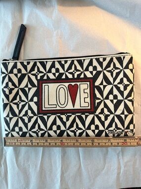 Brighton Black & White LOVE Pouch with Red Heart Accent